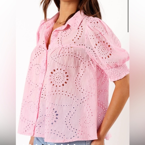 Petal & Pup Pink Janelle Eyelet Top XS NEW - Picture 5 of 12